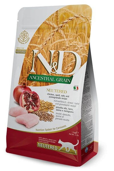 Farmina N&D Ancestral Grain Neutered Pollo E Melograno Gatti Adulti Sterilizzati Sacco 5kg