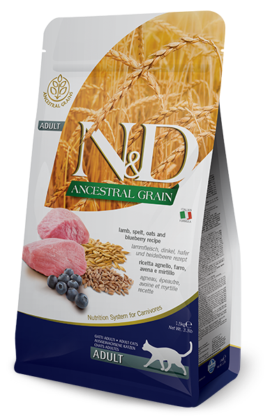 Farmina N&D Ancestral Grain Selection Agnello E Mirtillo Gatti Adulti Sacco 300g