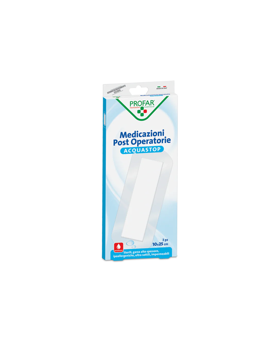 Profar Medicazioni post operatorie acquastop 10x25cm 3 pezzi