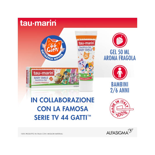 Taumarin Dentifricio Baby Gusto Fragola 44 Gatti 2-6 Anni 50ml