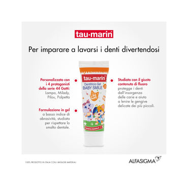 Taumarin Dentifricio Baby Gusto Fragola 44 Gatti 2-6 Anni 50ml