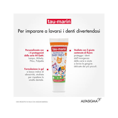 Taumarin Dentifricio Baby Gusto Fragola 44 Gatti 2-6 Anni 50ml