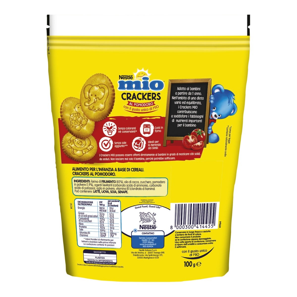 Nestlè Mio Crackers Al Pomodoro Da 12 Mesi Sacchetto 100g