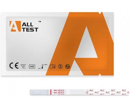 Test Rapido Alltest Dipstick Autodiagnostico Determinazione Semi-quantitativa Alcol nella Saliva