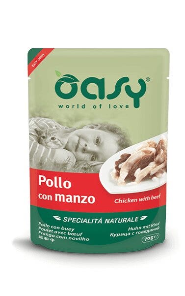 Oasy Wet Cat Pollo Con Manzo Per Gatti Adulti 70g