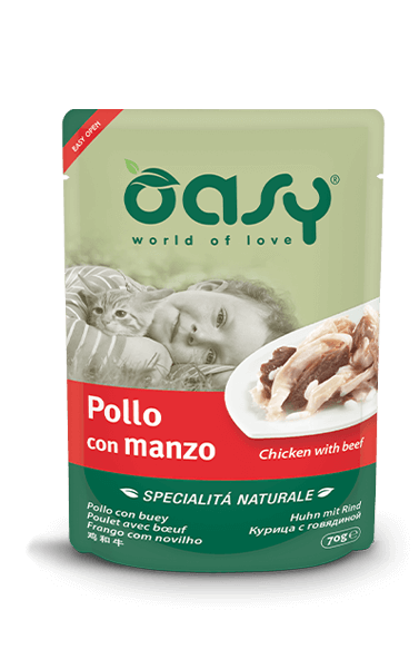 Oasy Wet Cat Pollo Con Manzo Per Gatti Adulti 70g