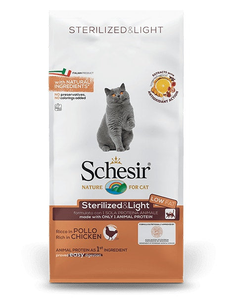 Schesir Sterilized&Light Croccantini Con Pollo Per Gatti Adulti Sacco 10kg