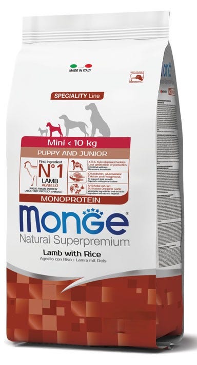 Monge Agnello Riso E Patate Cibo Secco Per Cani Cuccioli Taglia Piccola Sacco 800g