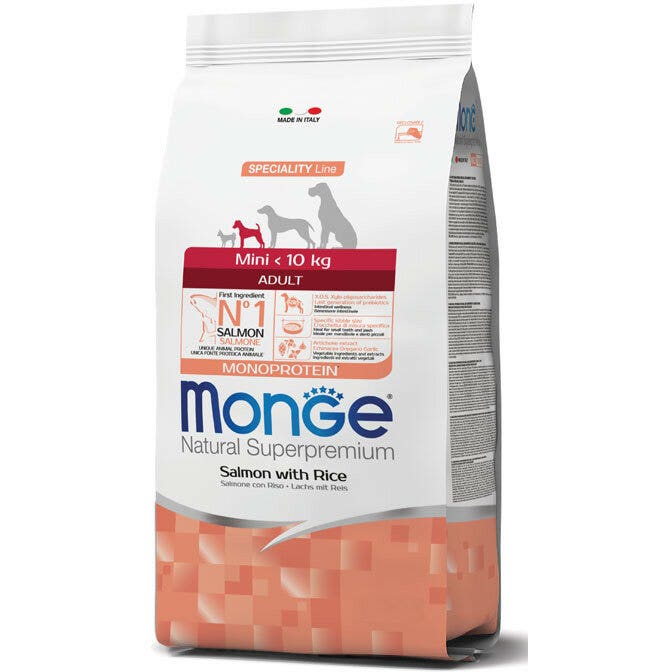 Monge Salmone E Riso Cibo Secco Per Cani Adulti Taglia Piccola Sacco 800g