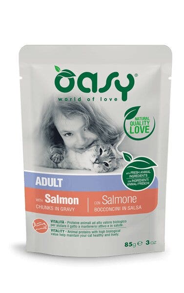 Oasy Bocconcini In Salsa Per Gatto Adult con Salmone 85g