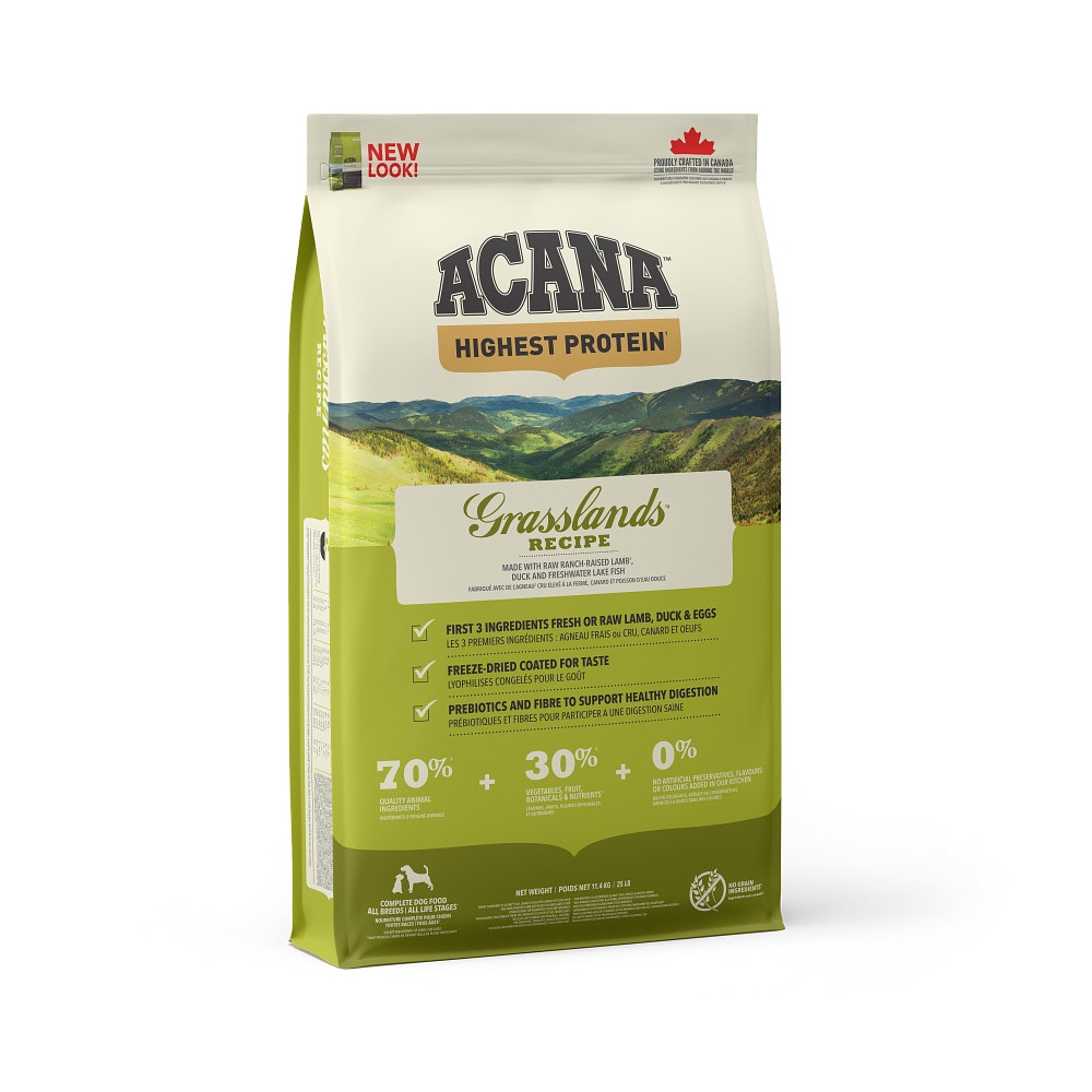 Acana Cane Grasslands Highest Protein Crocchette Agnello e Anatra Sacco 11,4kg