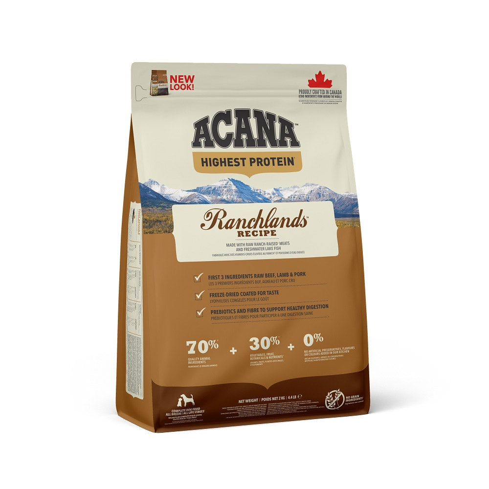 Acana Cane Ranchlands Highest Protein Crocchette Manzo e Agnello Sacco 2Kg