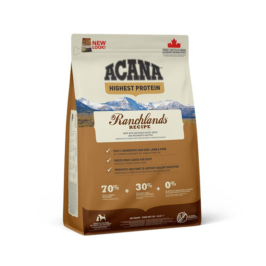 Acana Cane Ranchlands Highest Protein Crocchette Manzo e Agnello Sacco 2Kg