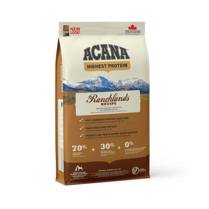 Acana Ranchlands Highest Protein Crocchette Manzo E Agnello Per Cane Sacco 11,4kg