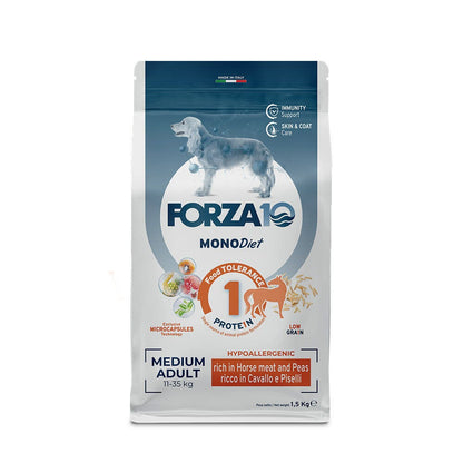 Forza10 Medium Diet Crocchette Al Cavallo Con Piselli Per Cani Adulti Taglia Media Sacco 12kg