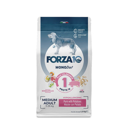 Forza10 Medium Diet Crocchette Al Maiale Con Patate Cani Adulti Taglia Media Sacco 1,5kg