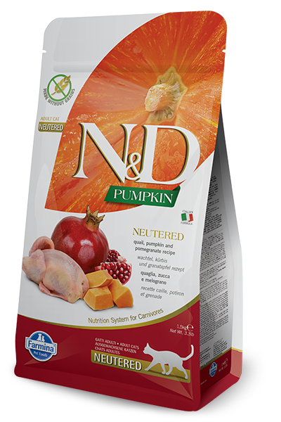 Farmina N&D Pumpkin Neutered Quaglia E Zucca Gatti Adulti Sterilizzati Sacco 1,5kg