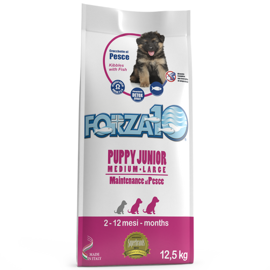 Forza10 Junior Maintenance Crocchette Al Pesce Per Cuccili Taglia Medio/Grande Sacco 12,5kg