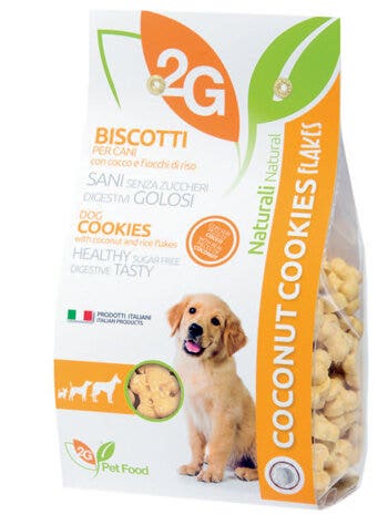 2G Pet Food Coconut Cookies Flakes Biscotti Al Cocco Per Cani Sacco 350g