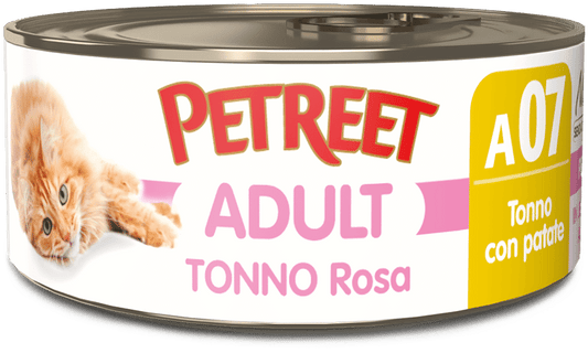 Petreet Tonno Rosa Con Patate Cibo Umido Per Gatto Adulto Barattolo 140g