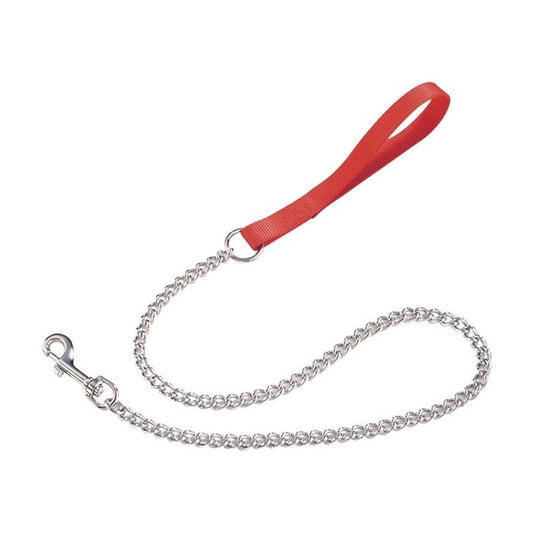 Camon Guinzaglio In Nylon Con Catena In Acciaio Per Cani Colore Rosso 2,5x800mm
