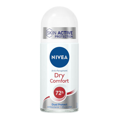 Nivea Dry Comfort Deodorante Roll on Antitraspirante 72h Con Formula Dual Active 50ml