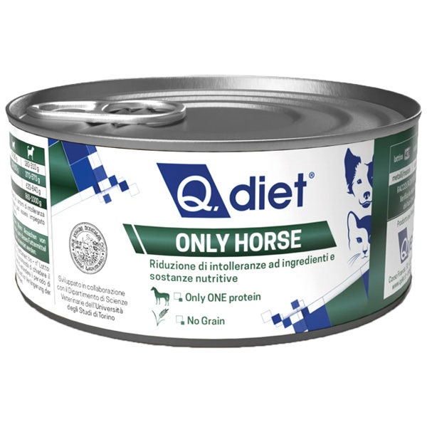 Q.Vet Q Diet Only Horse Cibo Umido Con Cavallo Per Cani/Gatti Adulti Vaschetta 150g