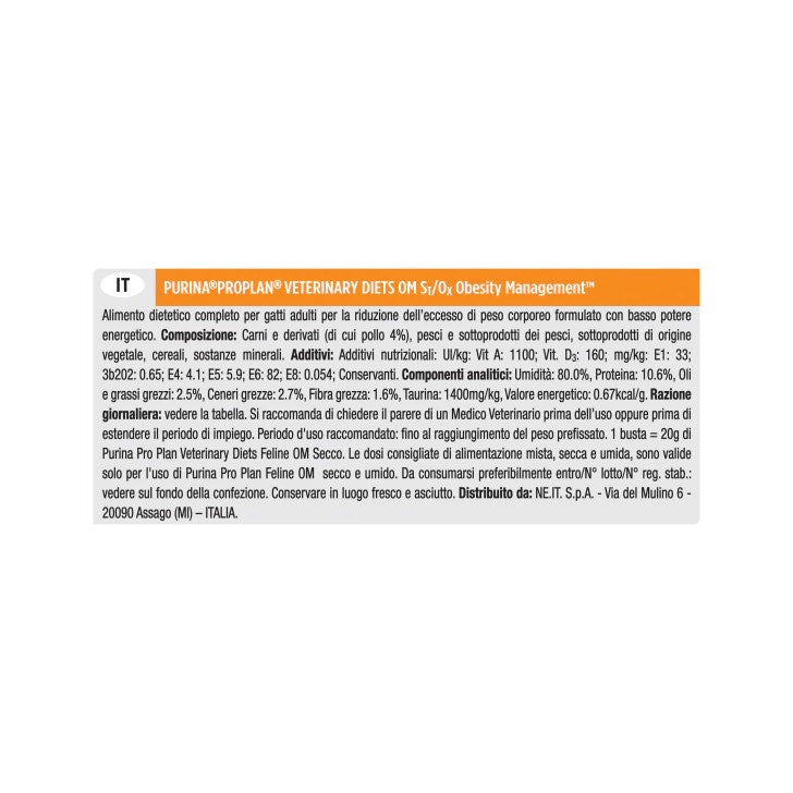Purina Pro Plan Veterinary Diets Multipack Umido Gatto OM Obesity Management St/Ox Pollo 10 Bustine