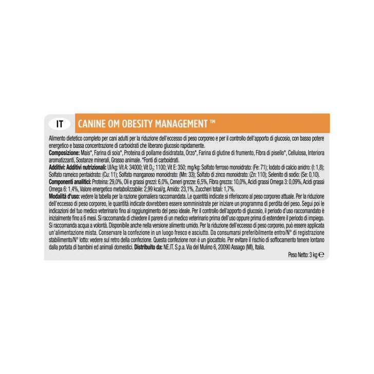 Purina Pro Plan Veterinary Diets Secco Cane OM Obesity Management Sacco 3kg