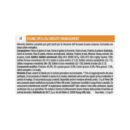Purina Pro Plan Veterinary Diets Secco Gatto OM Obesity Management St/Ox Sacco 1,5 kg