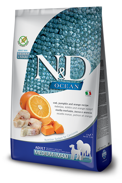 Farmina N&D Ocean Merluzzo E Zucca Cani Adulti Taglia Media E Grande Sacco 2,5kg