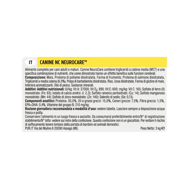 Purina Pro Plan Veterinary Diets Secco Cane NC Neurocare Sacco 3kg