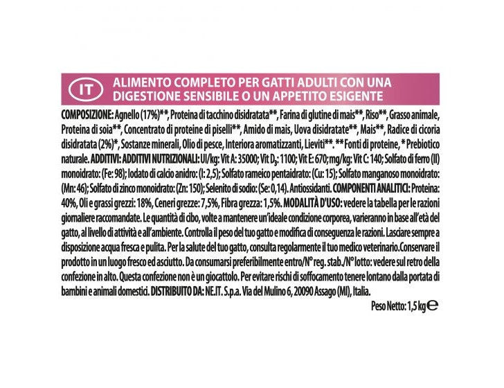 Purina Pro Plan Delicate Adult Gatto Crocchette Agnello Sacco 1,5kg