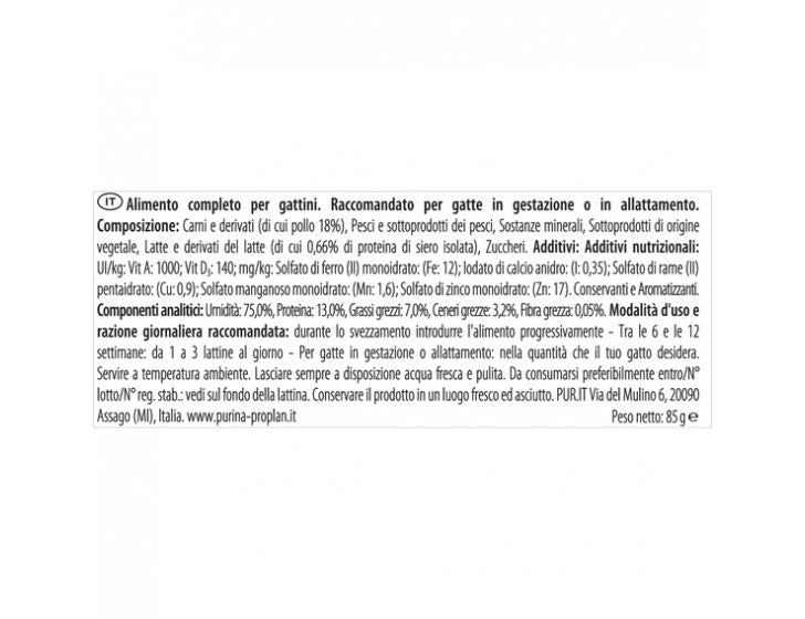 Purina Pro Plan Baby Kitten Mousse Pollo Lattina 85g
