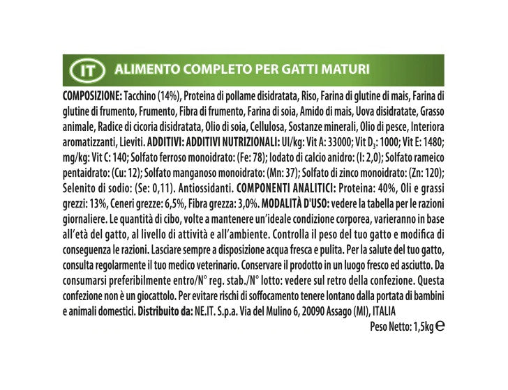 Purina Pro Plan Sterilised Senior 7+ Gatto Crocchette Tacchino Sacco 1,5kg