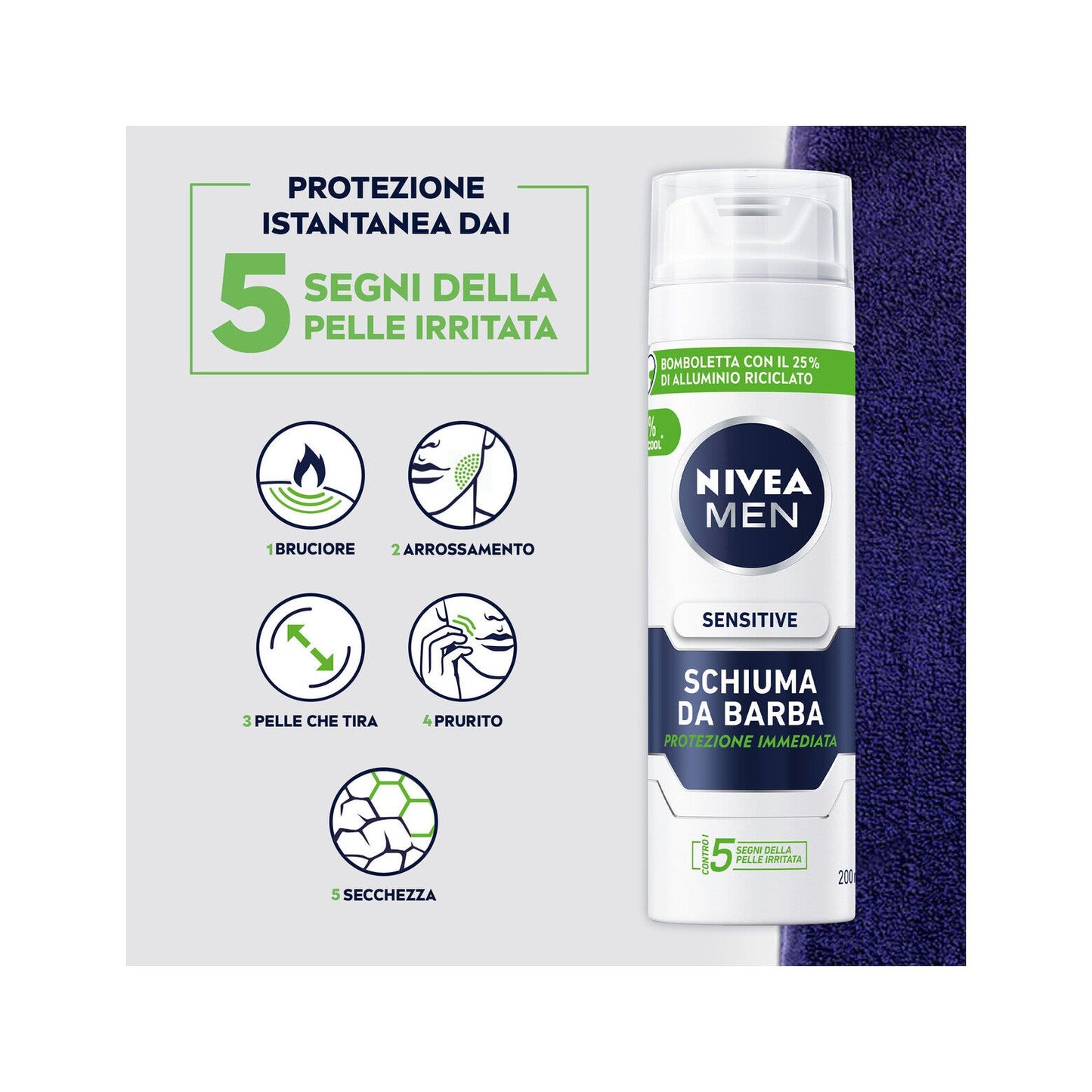 Nivea Men Sensitive Schiuma Da Barba Schiuma Per Una Rasatura Delicata Della Pelle Sensibile 200ml