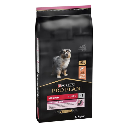 Purina Pro Plan Medium Puppy Sensitive Skin Cibo Secco Con Salmone Per Cuccioli Taglia Media Sacco 12 kg