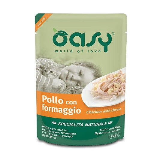 Oasy Wet Cat Cibo Umido Pollo Formaggio Per Gatti Adulti 70g