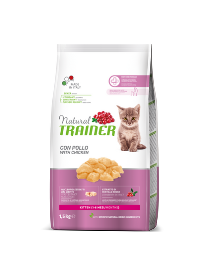 Natural Trainer Kitten Crocchette Con Pollo Per Gatti Cuccioli Sacco 1,5kg