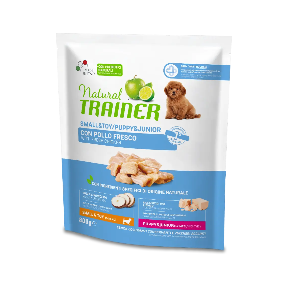Natural Trainer Crocchette Pollo Cibo Secco Per Cuccioli Taglia Small Sacco 0,8kg