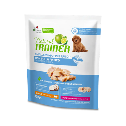 Natural Trainer Crocchette Pollo Cibo Secco Per Cuccioli Taglia Small Sacco 0,8kg