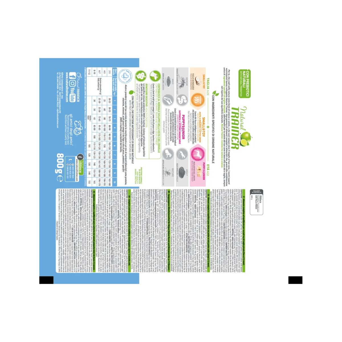 Natural Trainer Crocchette Pollo Cibo Secco Per Cuccioli Taglia Small Sacco 0,8kg