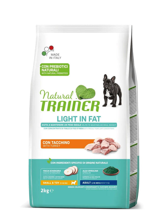 Natural Trainer Light In Fat Crocchette Tacchino Per Cani Adulti Taglia Mini 2kg