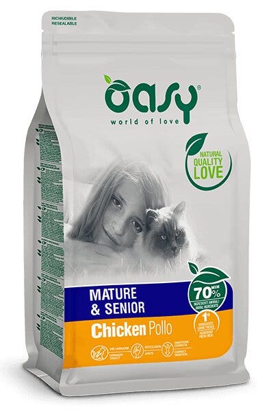 Oasy Lifestage Mature & Senior Pollo Cibo Secco Per Gatti 300g