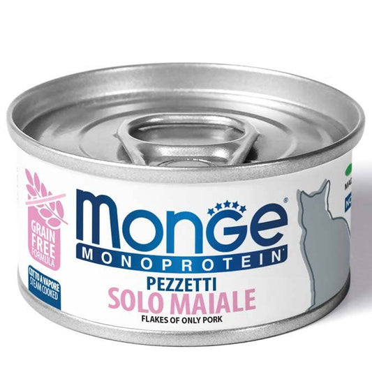 Monge Monoprotein Pezzetti Solo Maiale Cibo Umido Per Gatti Adulti 80g