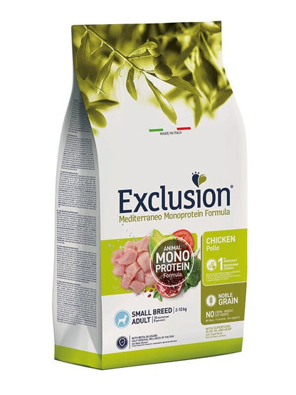 Exclusion Mediterraneo Monoprotein Formula Noble Grain Cibo Secco Con Pollo Cani Adulti Taglia Small Sacco 2kg