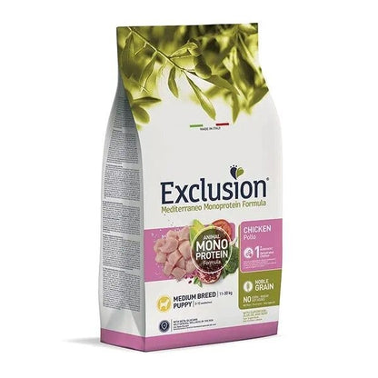 Exclusion Mediterraneo Monoprotein Crocchette Al Pollo Per Cani Cuccioli Taglia Media Sacco 12 Kg