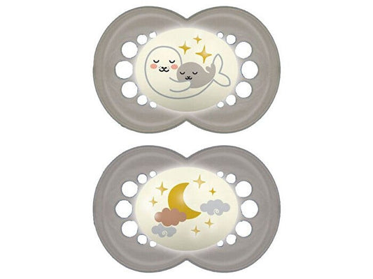Mam Night Succhietto Silicone Neutro 2 Pezzi 6 Mesi+