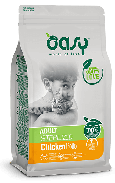Oasy Dry Crocchette Di Pollo Per Gatti Adulti Sterilizzati Sacco 7,5kg