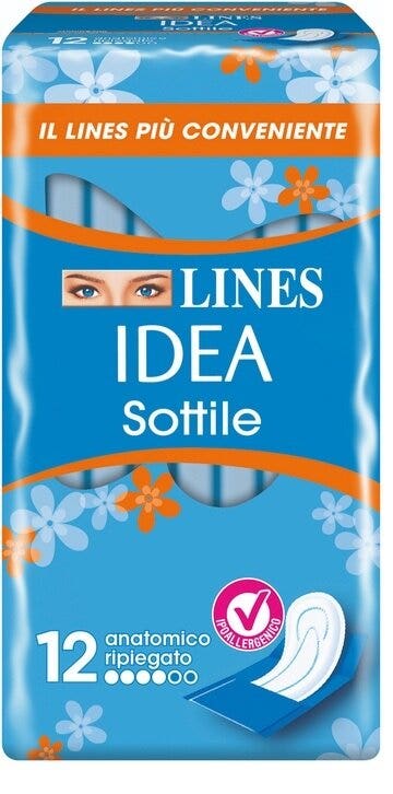 Lines idea Sottile Anatomico Ripiegato 12 Assorbenti